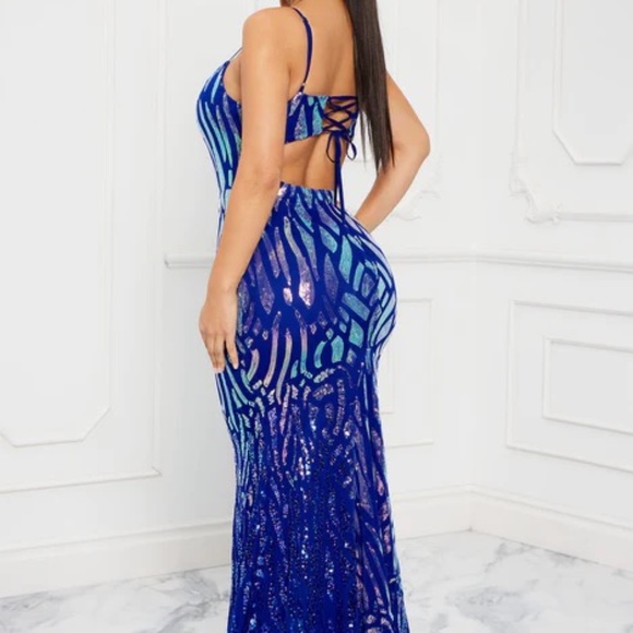 fashion nova royal blue prom dress On The Runway Maxi Dress - Royal Blue